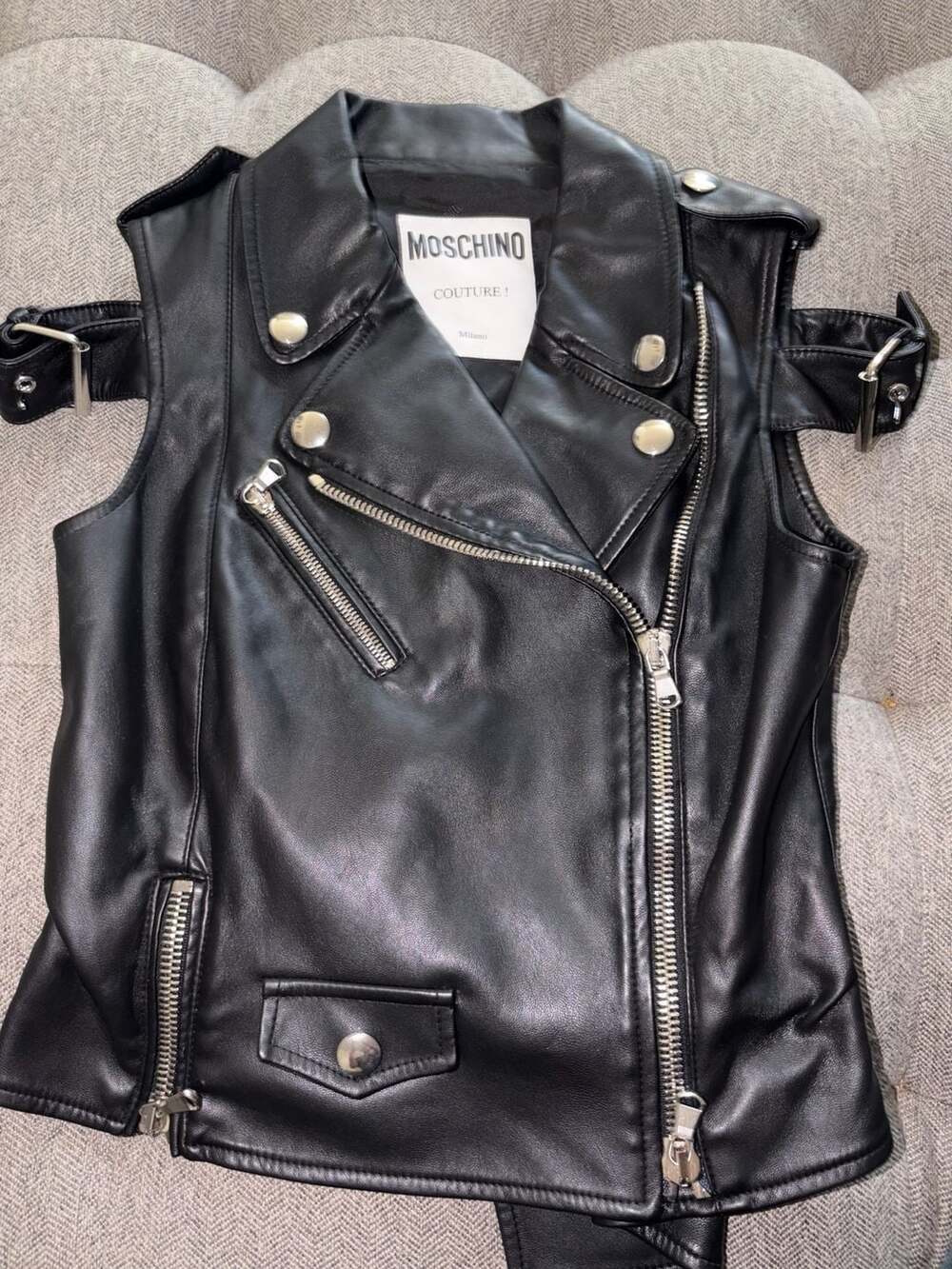Moschino Couture Jeremy Scott Leather Biker Vest